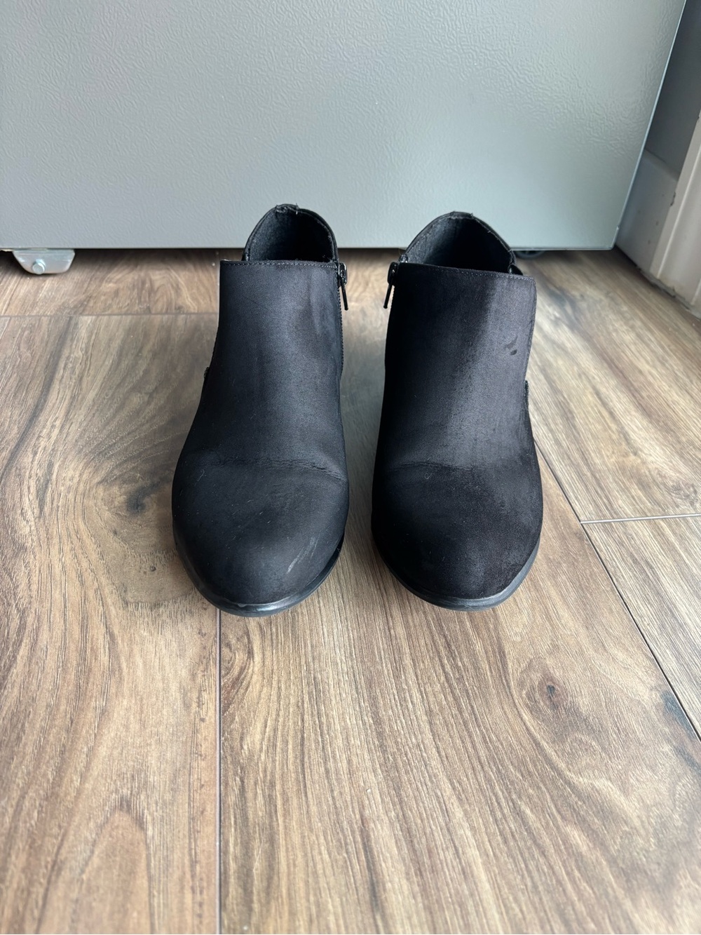 Esprit Black Suede Ankle Booties with Side Zipper
